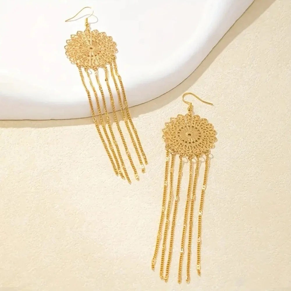 Boho Tassel Dangle Earrings – Golden Sparkle, Party & Gift Ready Lucky earrings